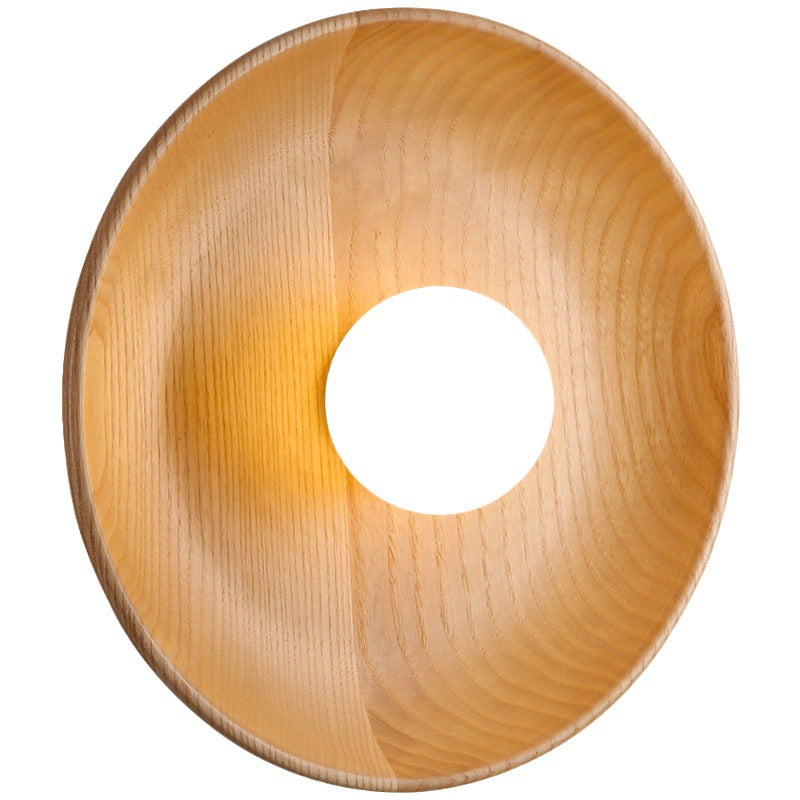 Solid Wood Circle Japandi Wall Light 1