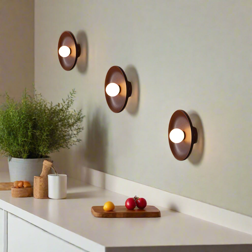 Solid Wood Circle Japandi Wall Light 5