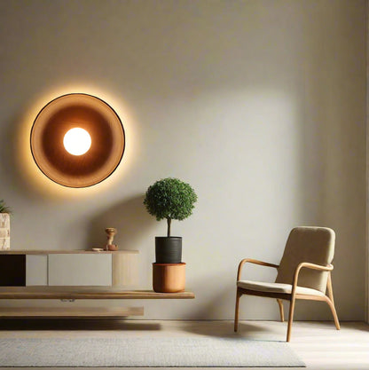 Solid Wood Circle Japandi Wall Light 6