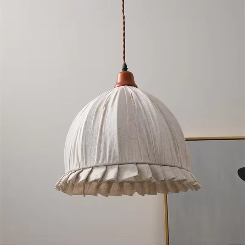 Tally Wood Japandi Linen Pendant Light 8