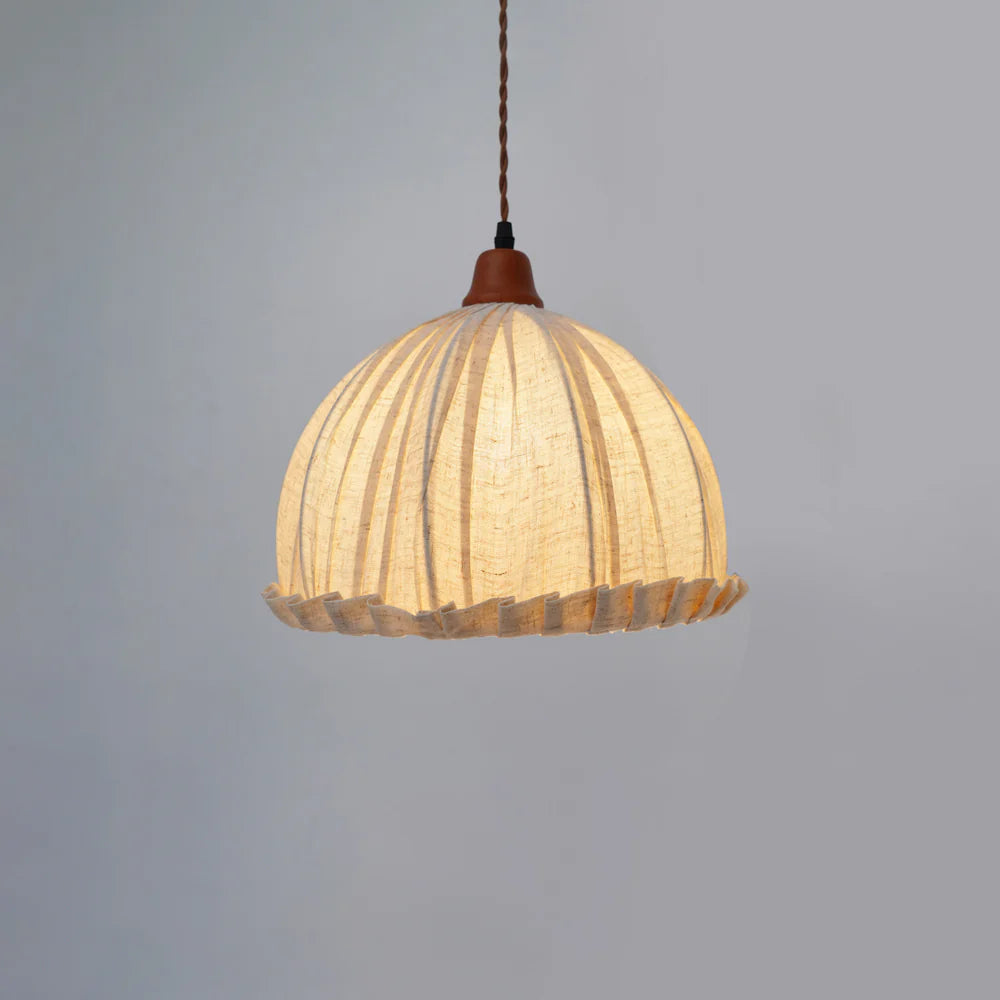 Tally Wood Japandi Linen Pendant Light 2