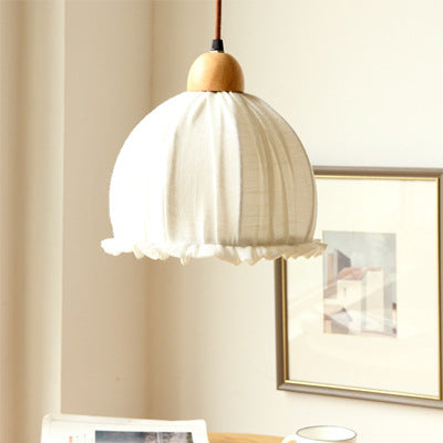 Tally Wood Japandi Linen Pendant Light 5