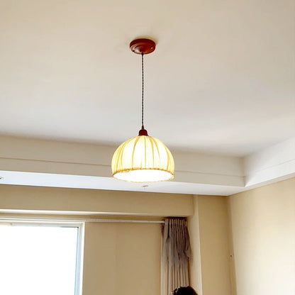 Tally Wood Japandi Linen Pendant Light 6