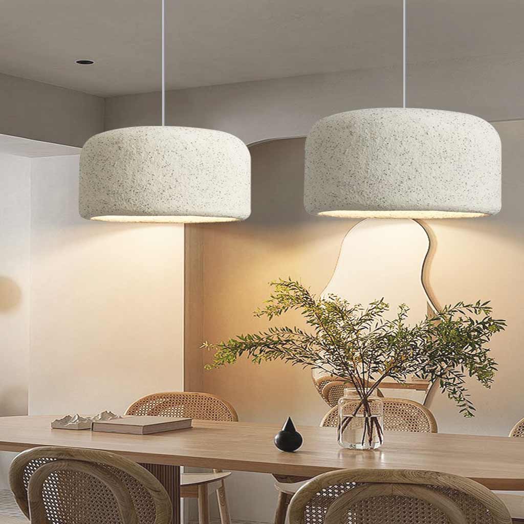 Pendant light minimalist Wabi-Sabi round drum, 3 colors 5