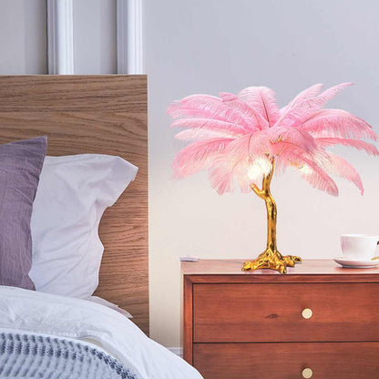Bedside lamp, decorative tree, ostrich feathers, 3 colors 1