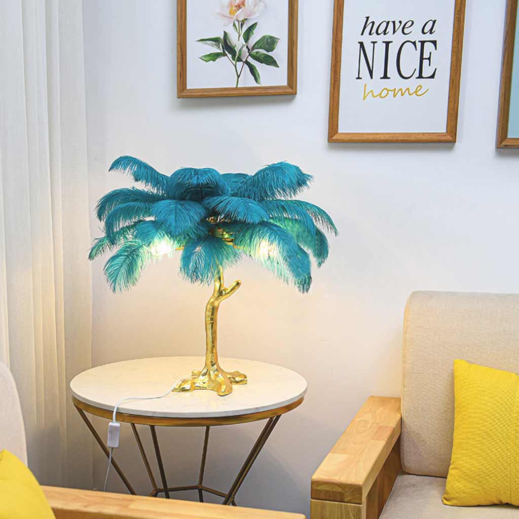 Bedside lamp, decorative tree, ostrich feathers, 3 colors 2