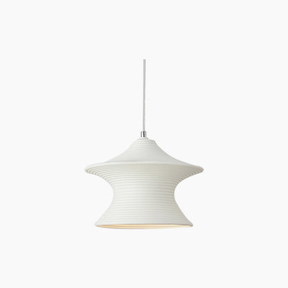Pendant light, minimalist Wabi-Sabi swirl resin, white/beige 0