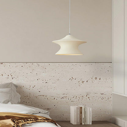 Pendant light, minimalist Wabi-Sabi swirl resin, white/beige 2