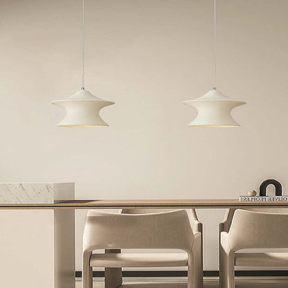 Pendant light, minimalist Wabi-Sabi swirl resin, white/beige 3