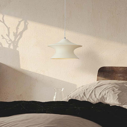 Pendant light, minimalist Wabi-Sabi swirl resin, white/beige 5