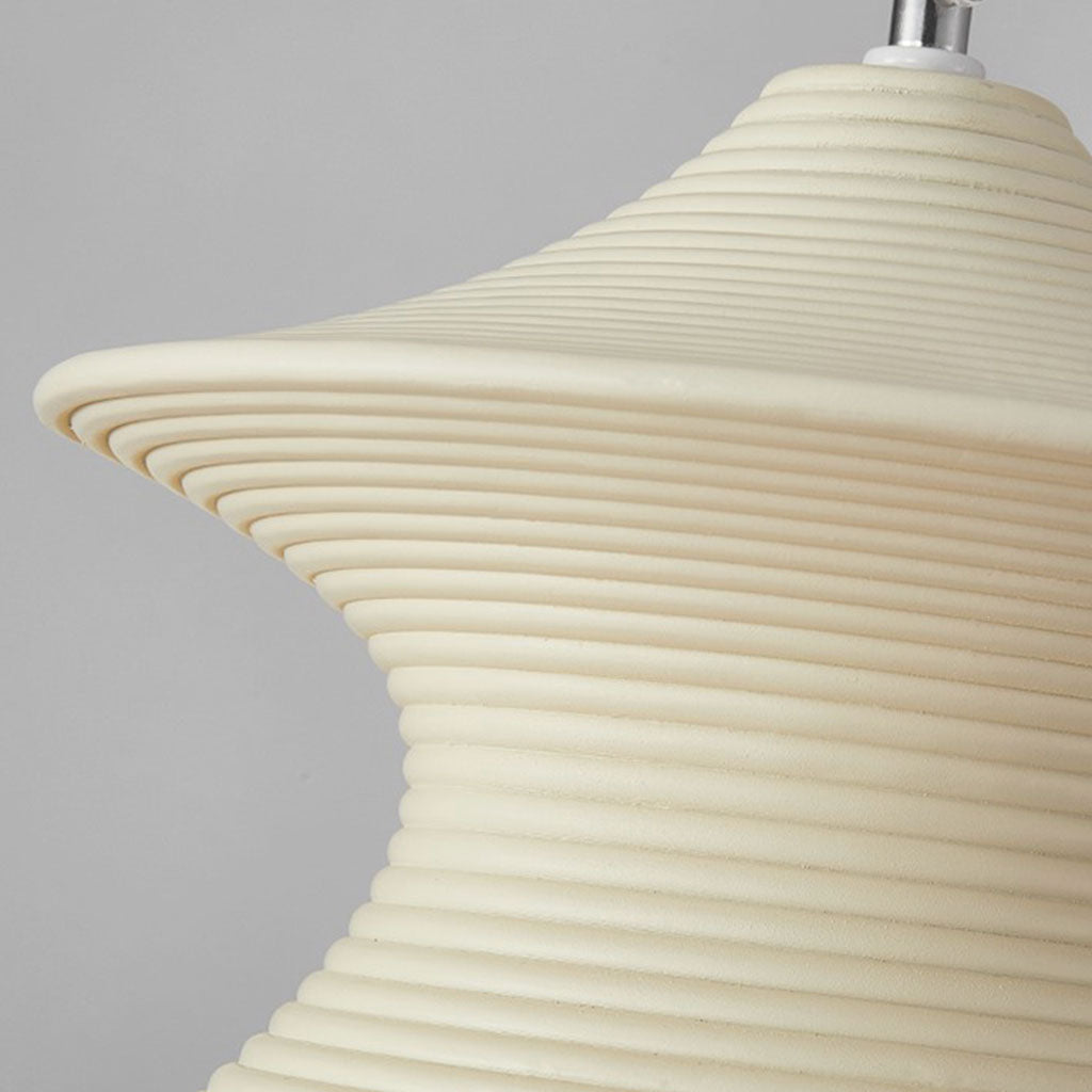 Pendant light, minimalist Wabi-Sabi swirl resin, white/beige 6