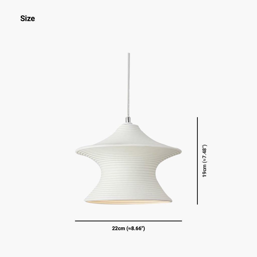 Pendant light, minimalist Wabi-Sabi swirl resin, white/beige 7