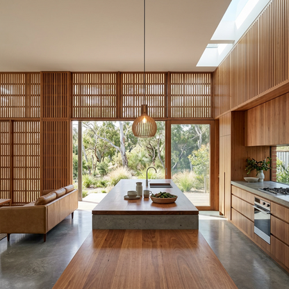 Elara Haus Kintsugi Lath – Architectural Slotted Timber Nordic Pendant