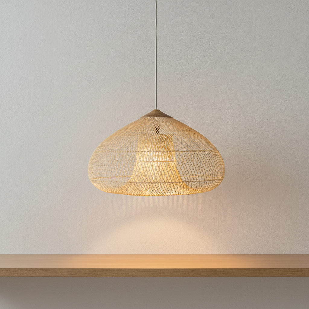 Elegant Handmade Rattan Japandi Pendant Light 6