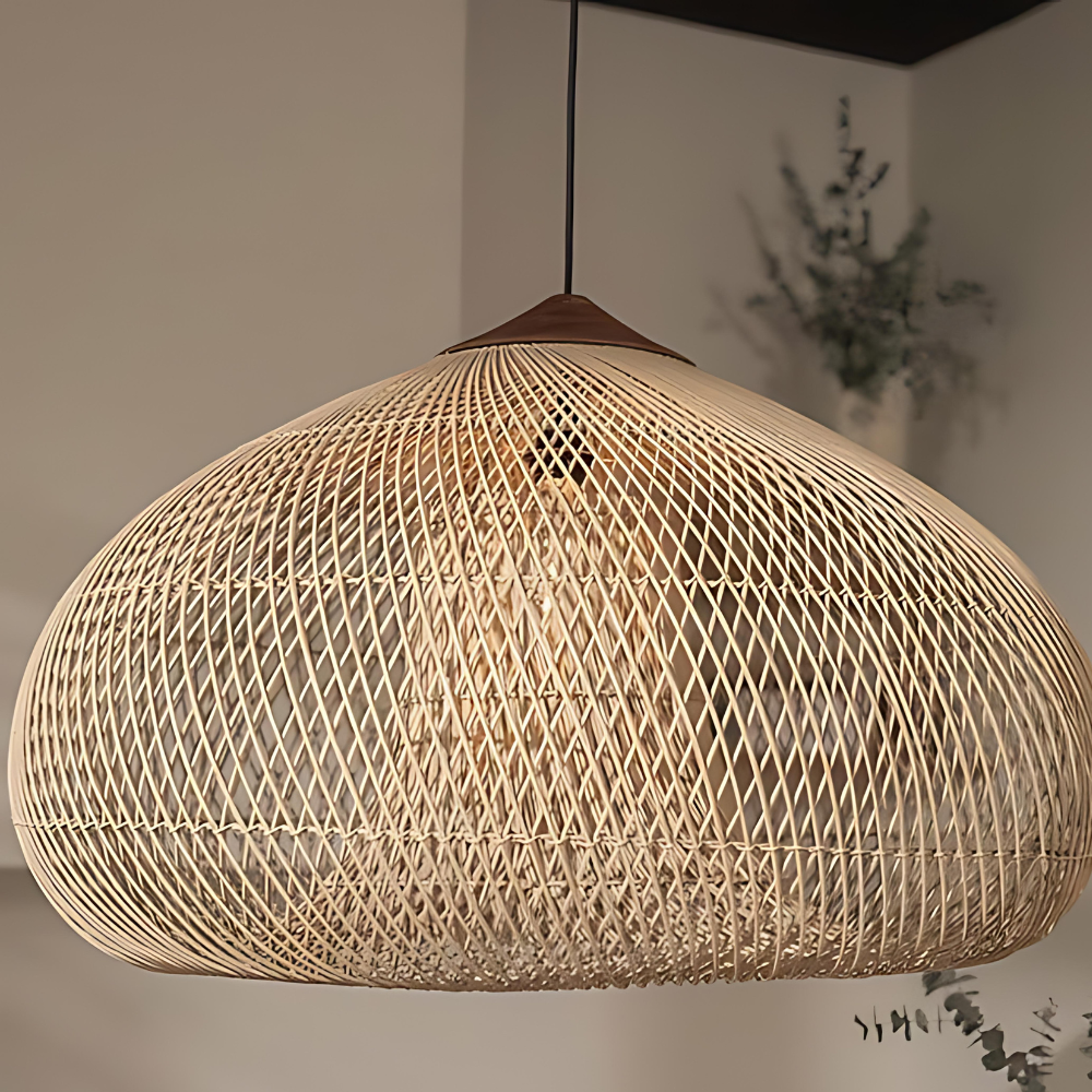 Elegant Handmade Rattan Japandi Pendant Light 7