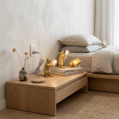 Elara Haus Kintsugi Murid – Architectural Gold Resin Japandi Mouse Lamp