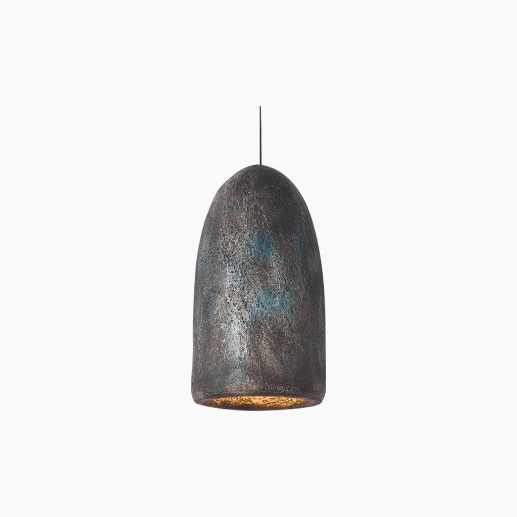 Japandi Wabi-Sabi pendant light with long lampshade, black 0