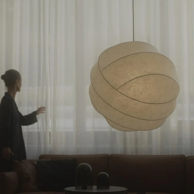 Wabi Sabi Silk Ball Japandi Pendant Light 6