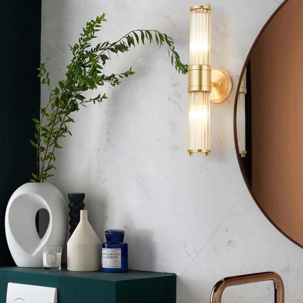 The Lumina Bloom Brass Crystal Japandi Wall Lamp 2