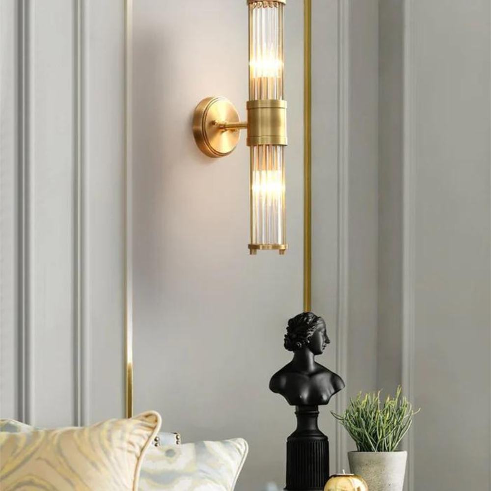 The Lumina Bloom Brass Crystal Japandi Wall Lamp 3