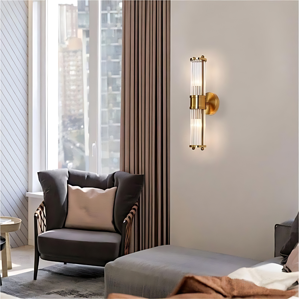 The Lumina Bloom Brass Crystal Japandi Wall Lamp 4