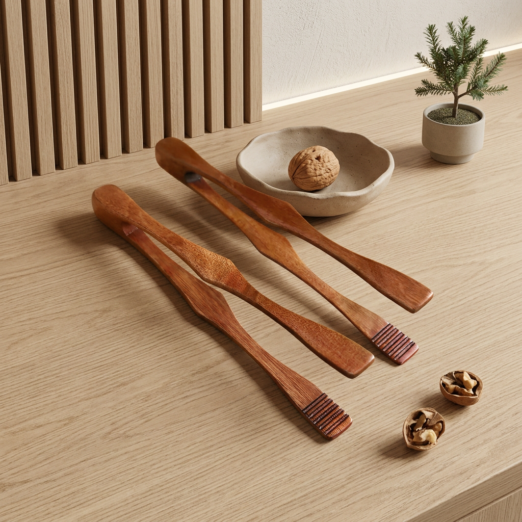 Elara Haus Kintsugi Pincer – Architectural Solid Wood Japandi Tongs