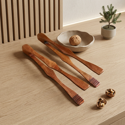 Elara Haus Kintsugi Pincer – Architectural Solid Wood Japandi Tongs