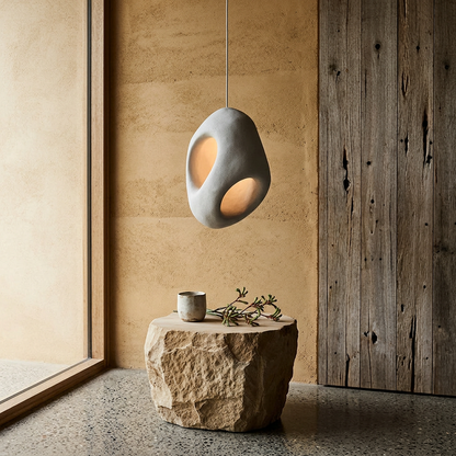 Elara Haus Kintsugi Pith – Architectural Mineral Wabi-Sabi Pendant Light