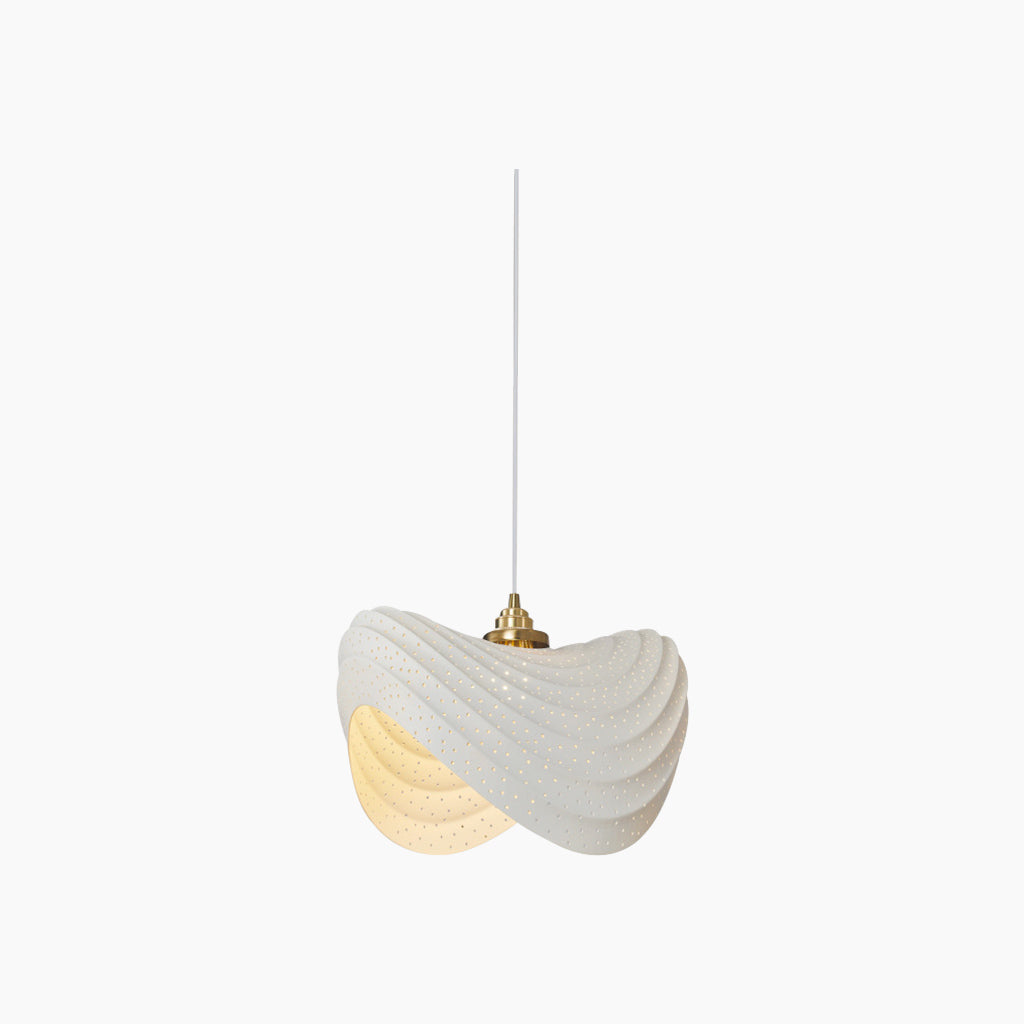 Pendant lamp, unique Wabi-Sabi cream colored, resin 13