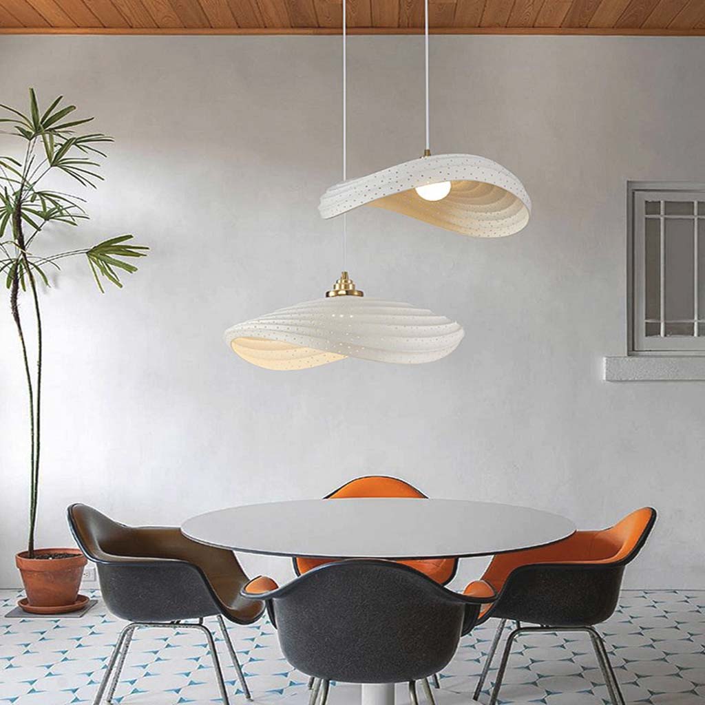 Pendant lamp, unique Wabi-Sabi cream colored, resin 2