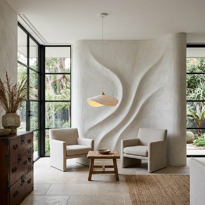 Elara Haus Kintsugi Shell – Architectural Undulating Wabi-Sabi Resin Pendant