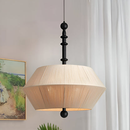 Japandi Totora Rope Wrapped Oak Pendant Light 8