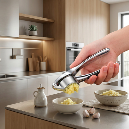Elara Haus Kintsugi Squeezer – Architectural Stainless Japandi Garlic Press