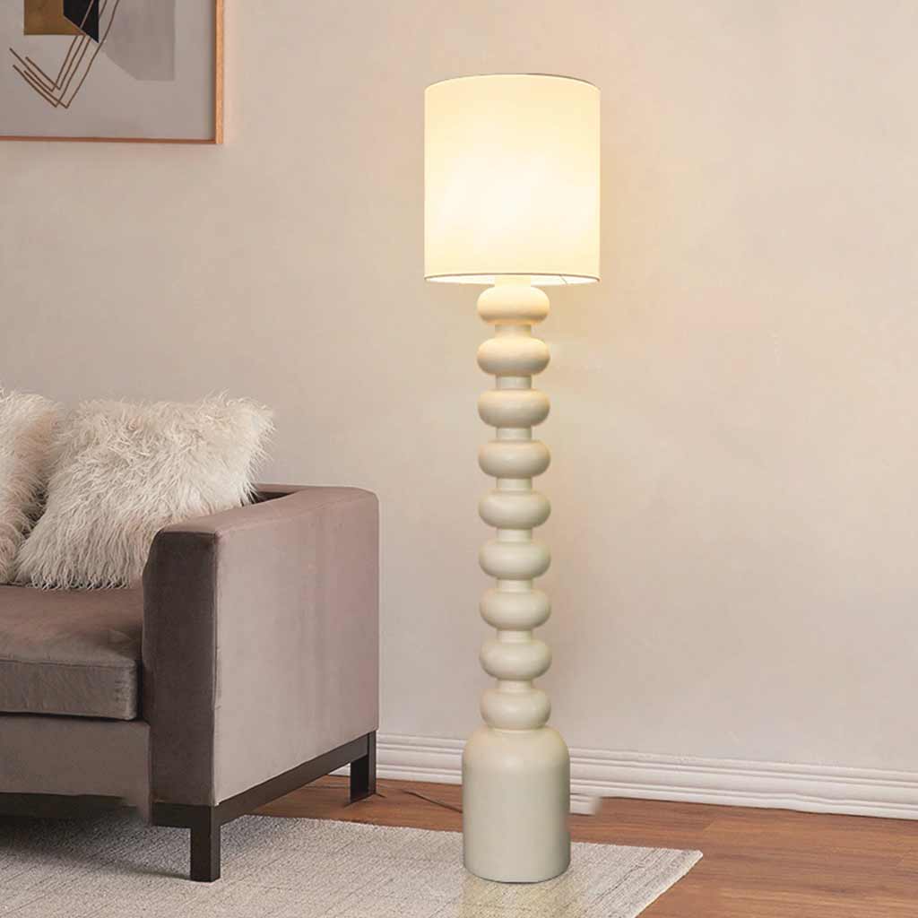 Floor lamp with surrounding Wabi-Sabi resin, made of white/black 4