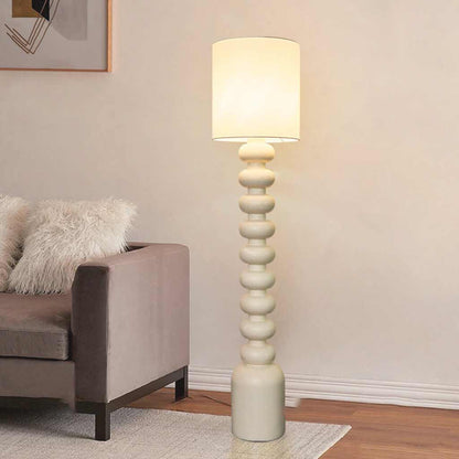 Floor lamp with surrounding Wabi-Sabi resin, made of white/black 4