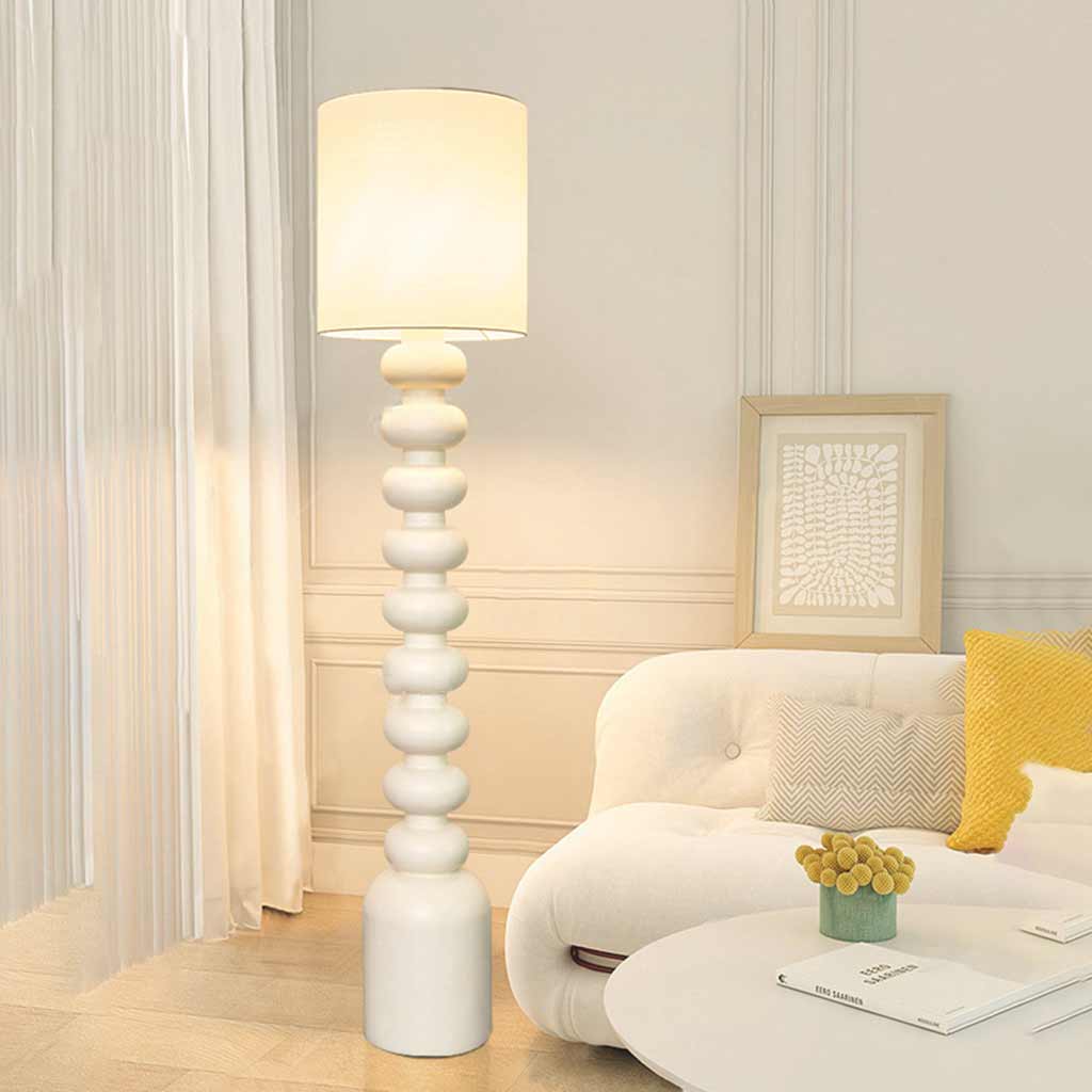 Floor lamp with surrounding Wabi-Sabi resin, made of white/black 5
