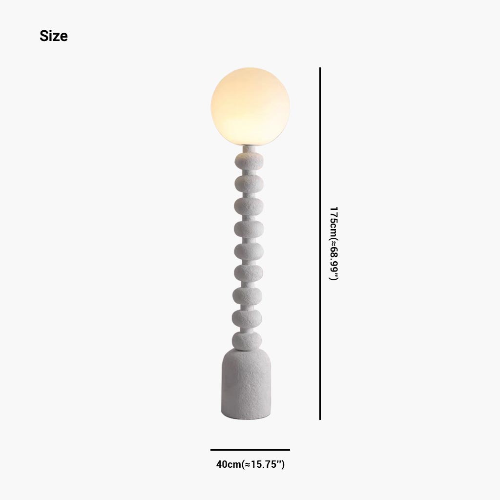 Floor lamp with surrounding Wabi-Sabi resin, made of white/black 6