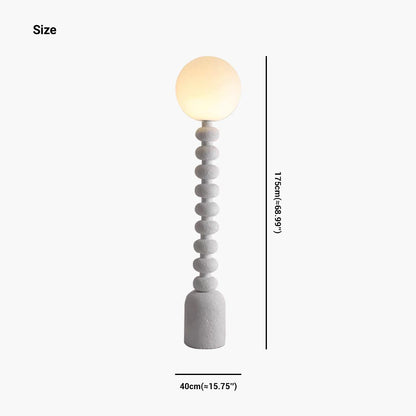 Floor lamp with surrounding Wabi-Sabi resin, made of white/black 6