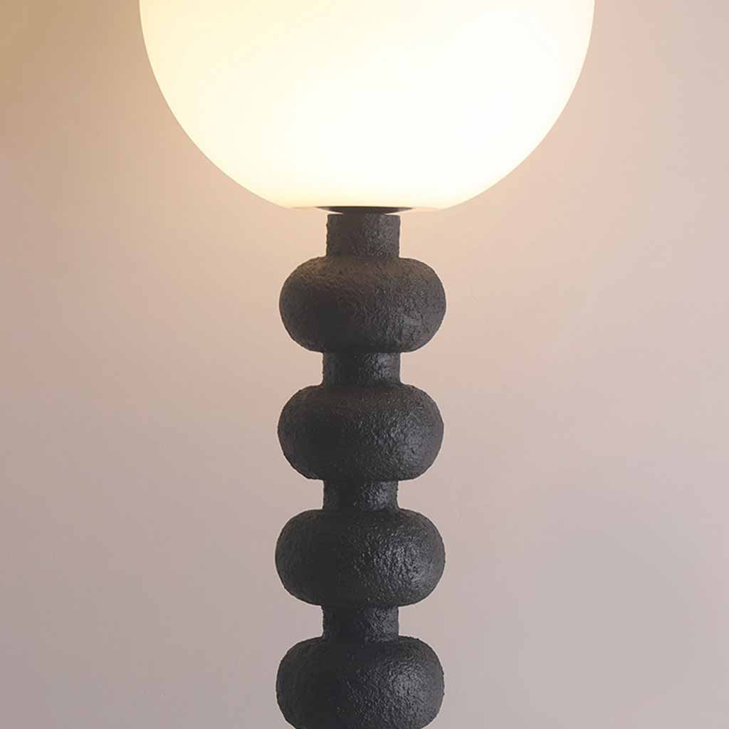 Floor lamp with surrounding Wabi-Sabi resin, made of white/black 7