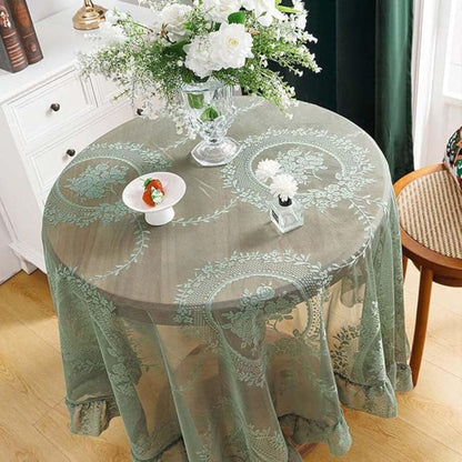 Sheer Lace Round Floral Tablecloth 2