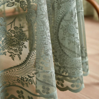 Sheer Lace Round Floral Tablecloth 4