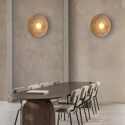 Retro Ceramic Style Resin Round Japandi LED Wall Light 8