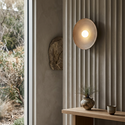 Elara Haus Kintsugi Vortex – Architectural Ribbed Mineral Japandi Wall Sconce