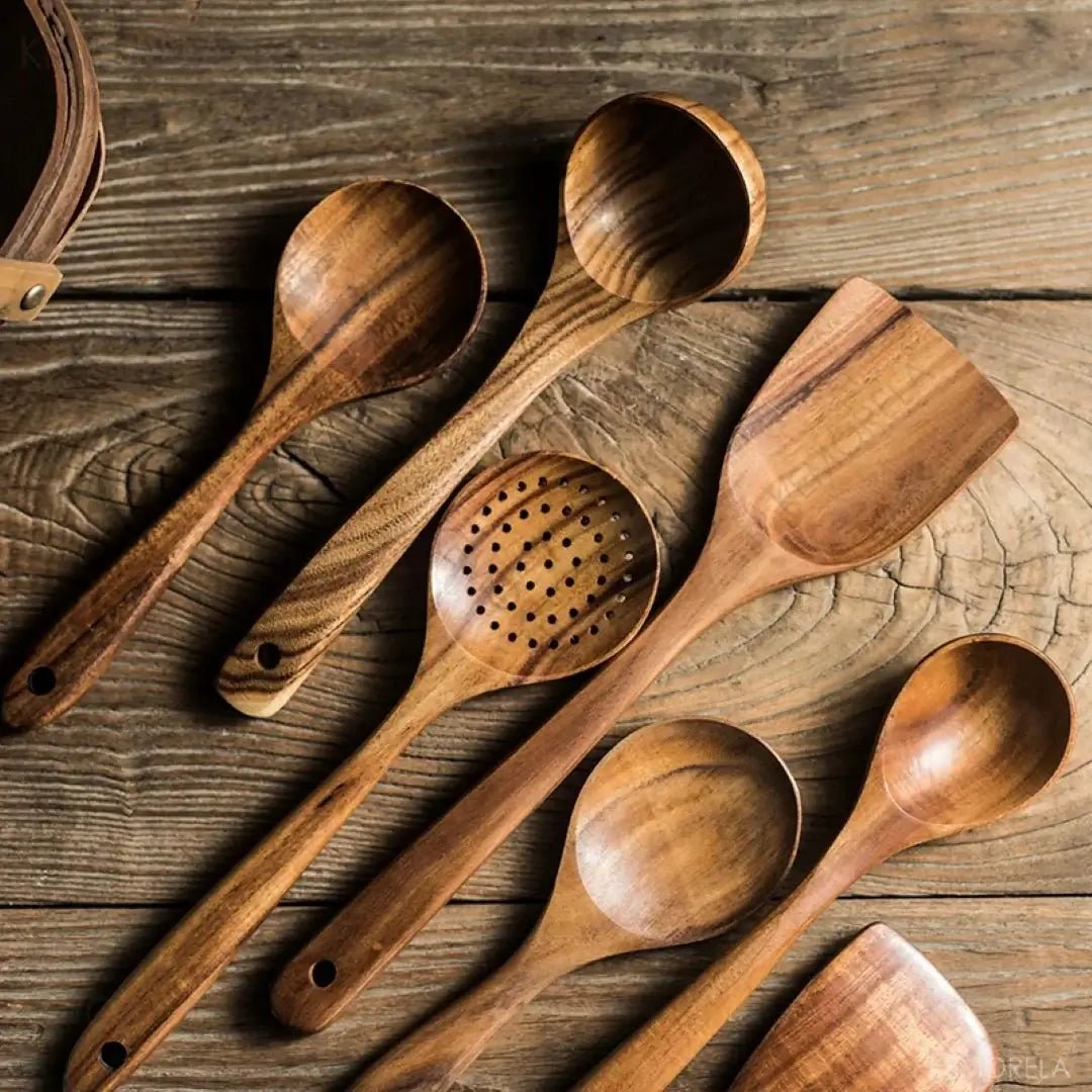 Elara Haus Kitchen Utensil Set - Handcrafted Teak Eco-Friendly Cooking Tools 3