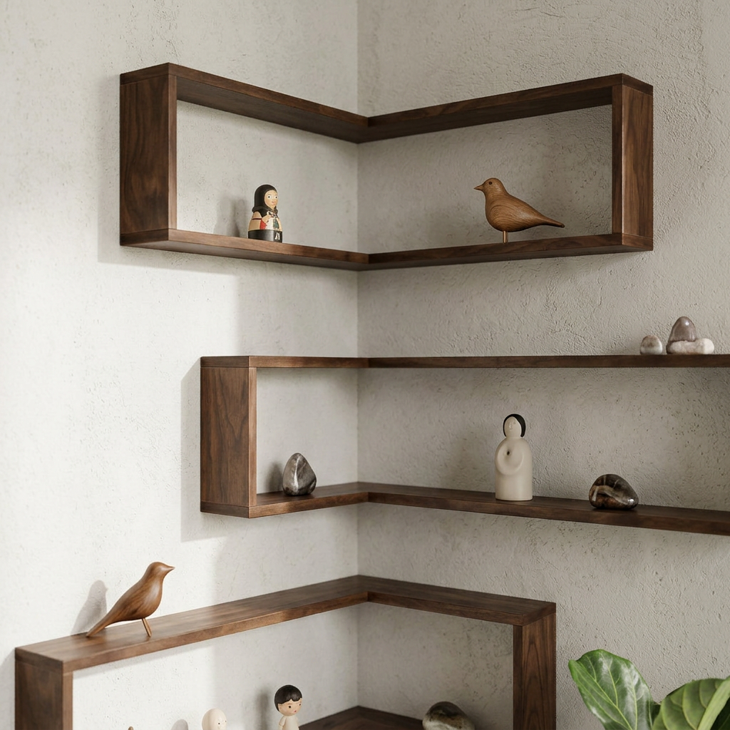 Elara Haus L-Shaped Framed Floating Corner Shelves