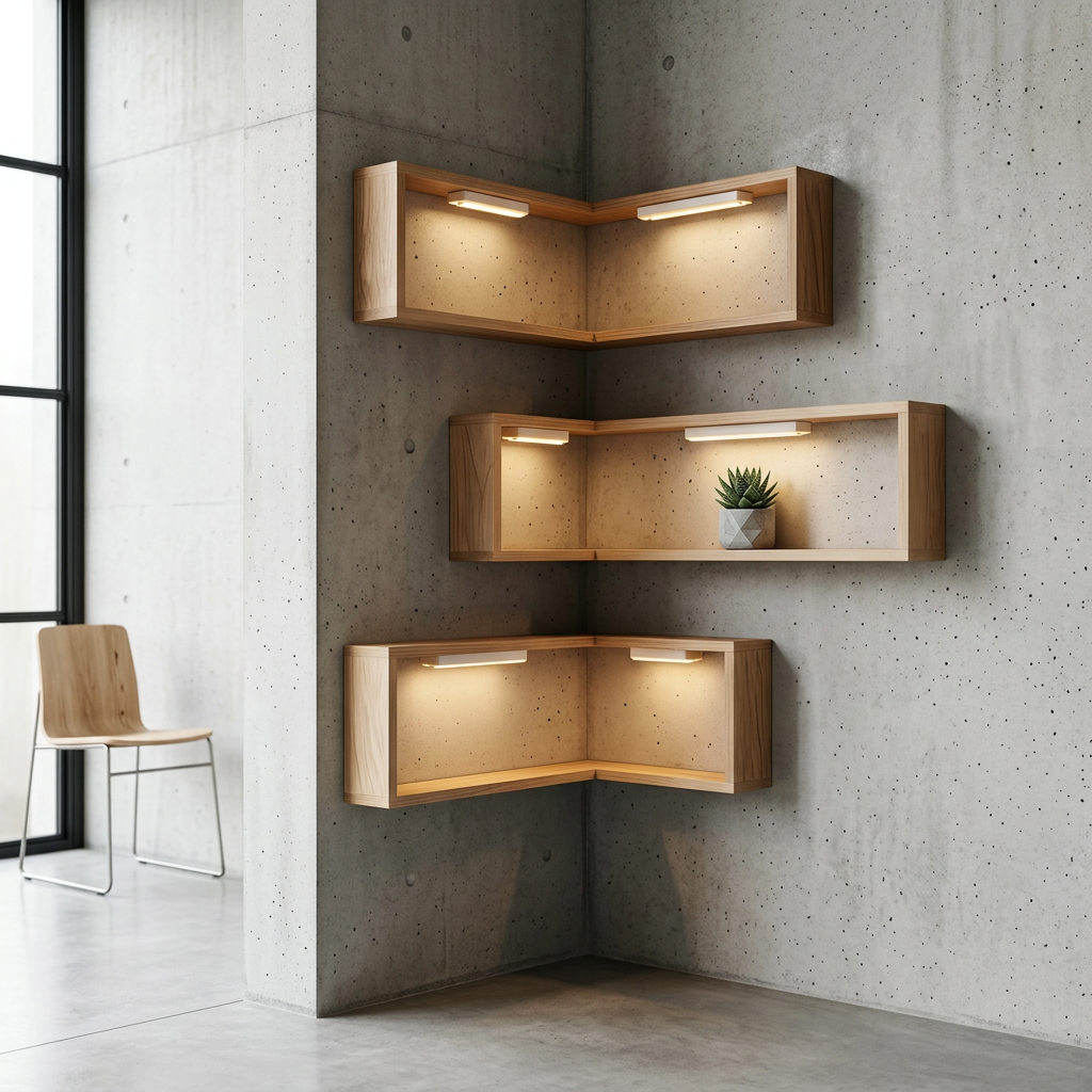 Elara Haus L-Shaped Framed Floating Corner Shelves