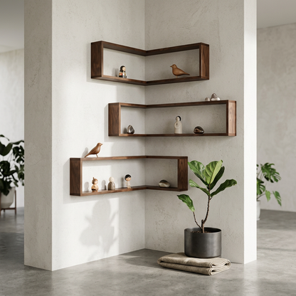 Elara Haus L-Shaped Framed Floating Corner Shelves