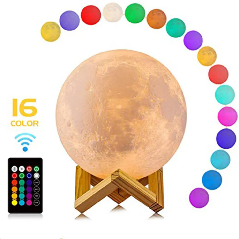 Elara Haus LED Moon Lamp - Rechargeable Cordless Night Light, 16 Colours & Remote