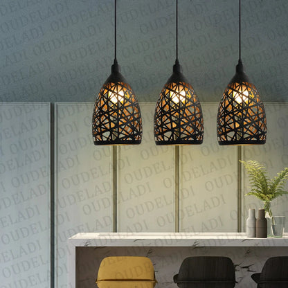 Modern LED pendant lamp – metal shade with a decorative pattern 2
