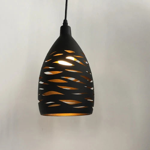 Modern LED pendant lamp – metal shade with a decorative pattern 4